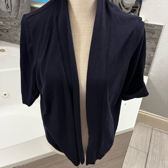 89th & Madison Navy Blue Shrug Sweater with Shawl Collar - Picture 4 of 6